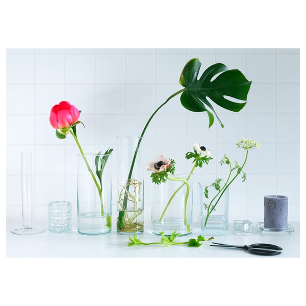 TAJT vase, clear glass, 23 cm