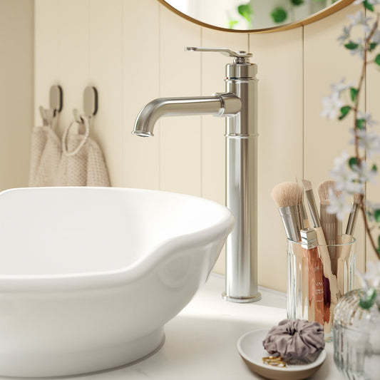 TAKSJÖN bathroom mixer tap top lever, stainless steel colour, XL