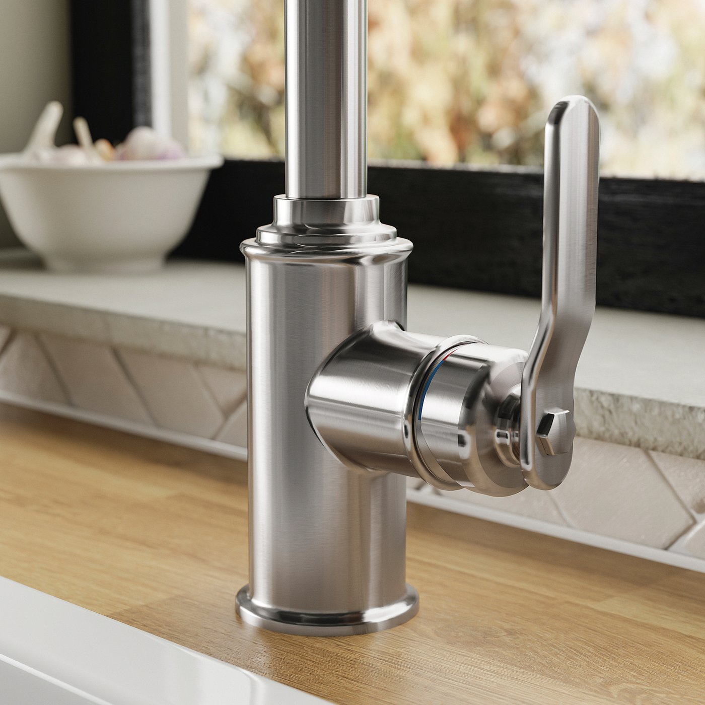 TAKSJÖN kitchen mixer tap single side lever, stainless steel colour