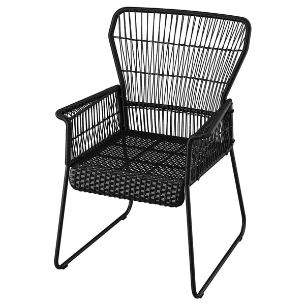 TALLSKÄR chair with armrests, outdoor, anthracite, 61x92x65 cm