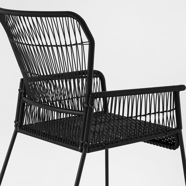 TALLSKÄR chair with armrests, outdoor, anthracite, 61x92x65 cm