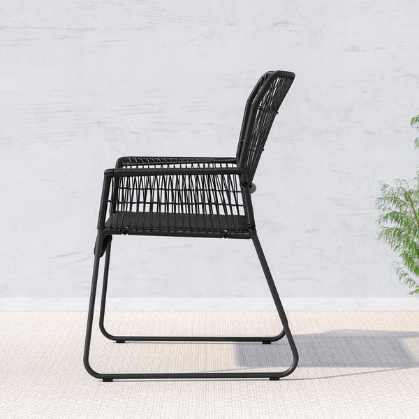 TALLSKÄR chair with armrests, outdoor, anthracite, 61x92x65 cm