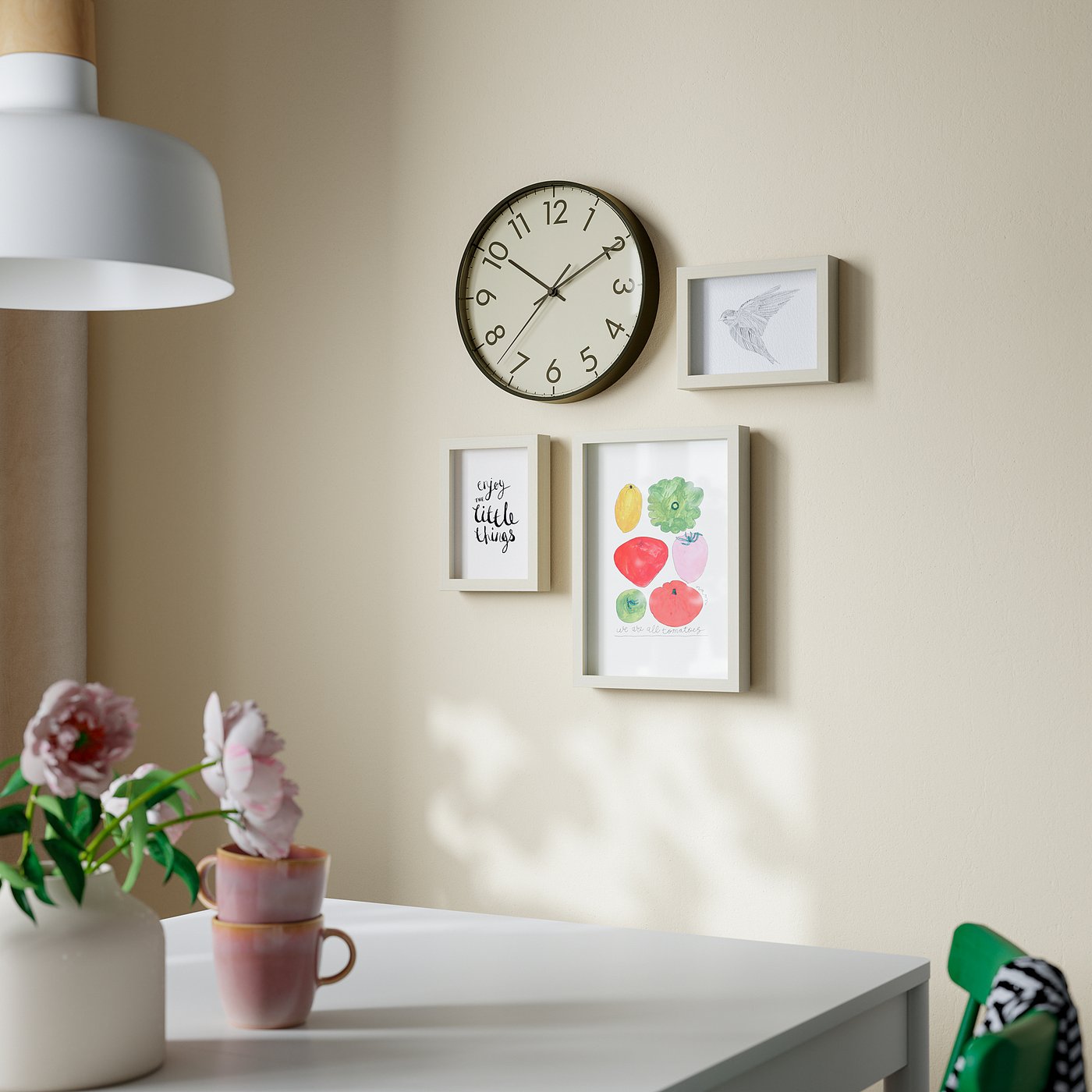 TALLSPARV wall clock, black/beige, 28 cm
