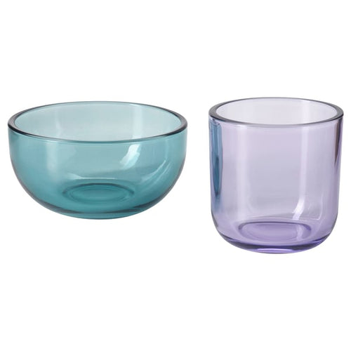 TALLTITA tealight holder, set of 2, blue/lilac