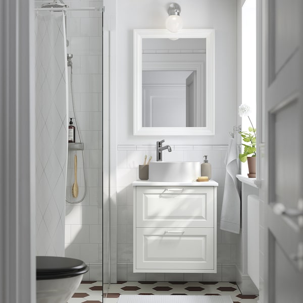 TANDÅN - Countertop washbasin with siphon, white,38 cm