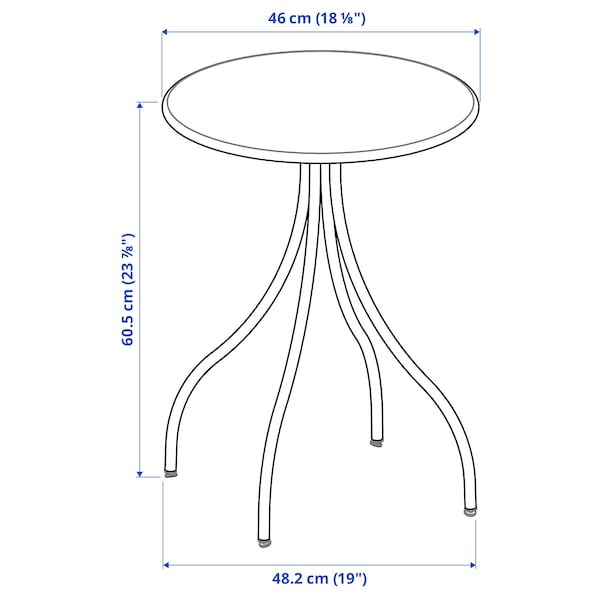 TÅNEBRO - Side table, anthracite, 46 cm