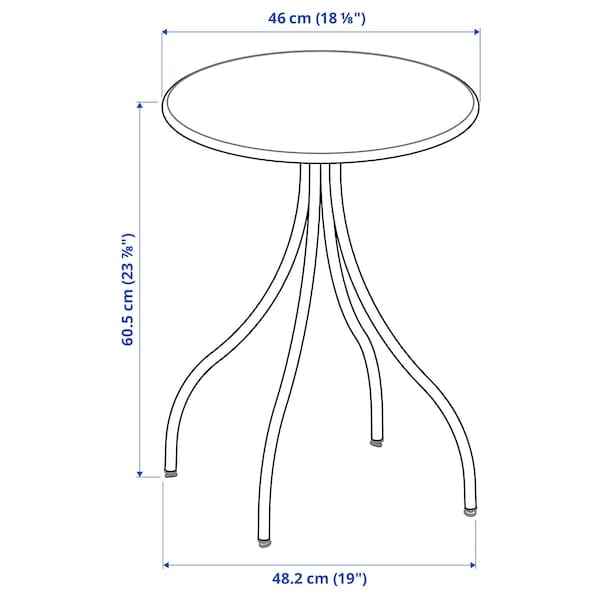 Ikea TÅNEBRO - Side table, anthracite, 46 cm