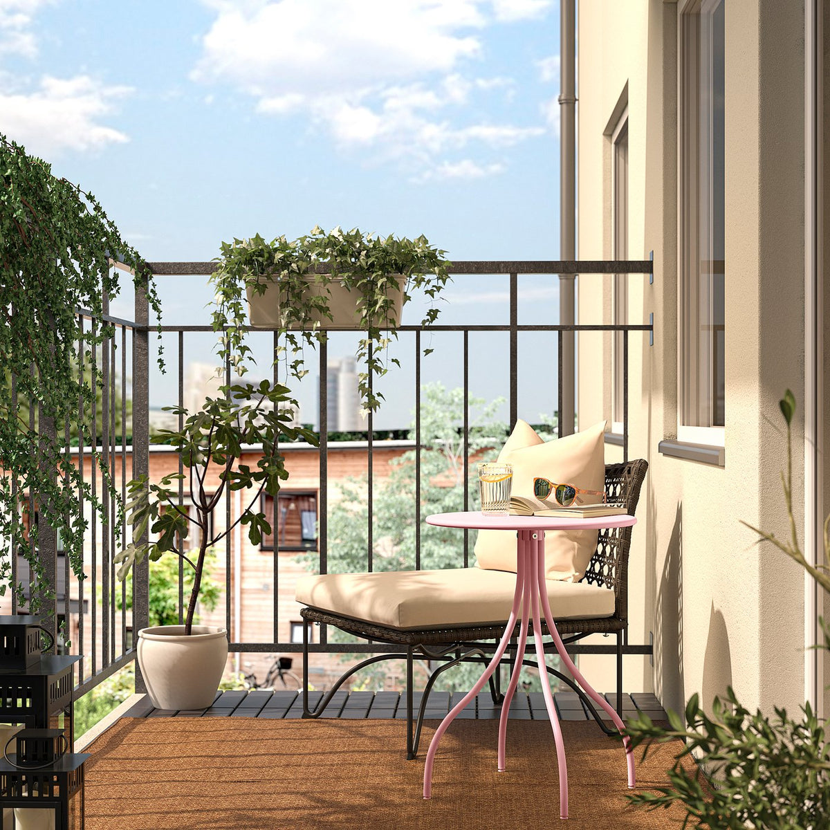 TÅNEBRO side table, in/outdoor/light pink, 46 cm