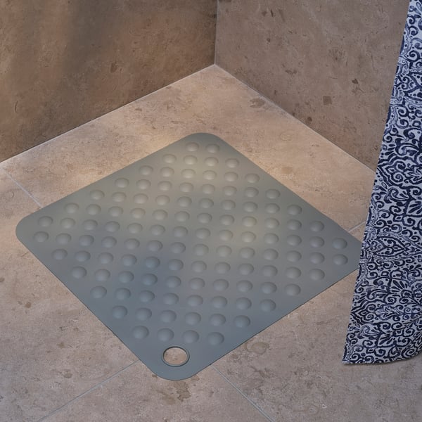 TÅNGEFLO shower mat, grey, 50x50 cm