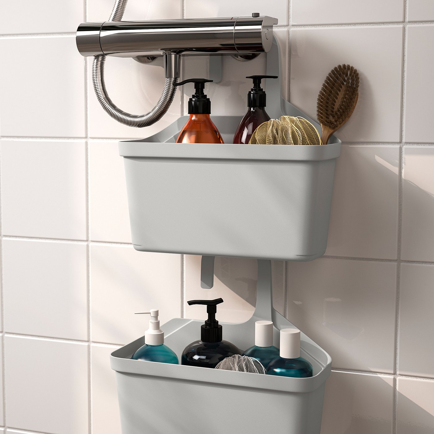TÅNGHÄLLAN shower basket, light grey, 29x31 cm