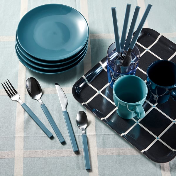 TÅNGMÄRLA - TÅNGMÄRLA 16-piece cutlery set, dark grey-blue