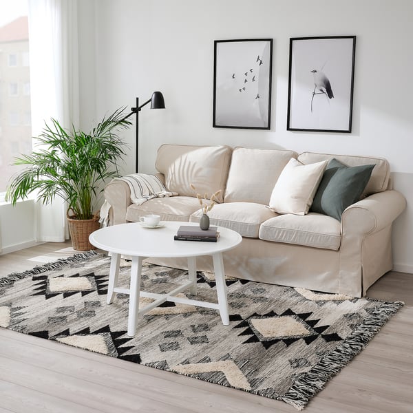 TANNISBY rug, flatwoven, handmade/grey black, 160x230 cm