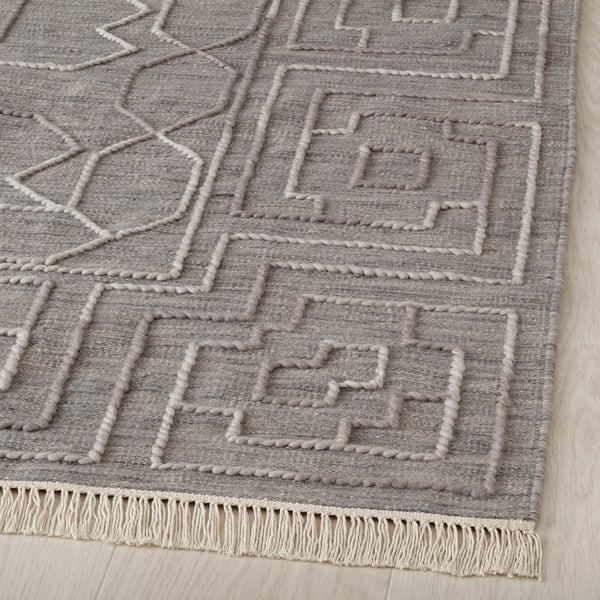 TÅRGRÄS rug, flatwoven, dark grey/handmade, 240x170 cm
