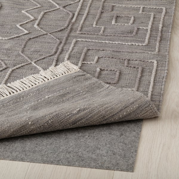 TÅRGRÄS rug, flatwoven, dark grey/handmade, 240x170 cm