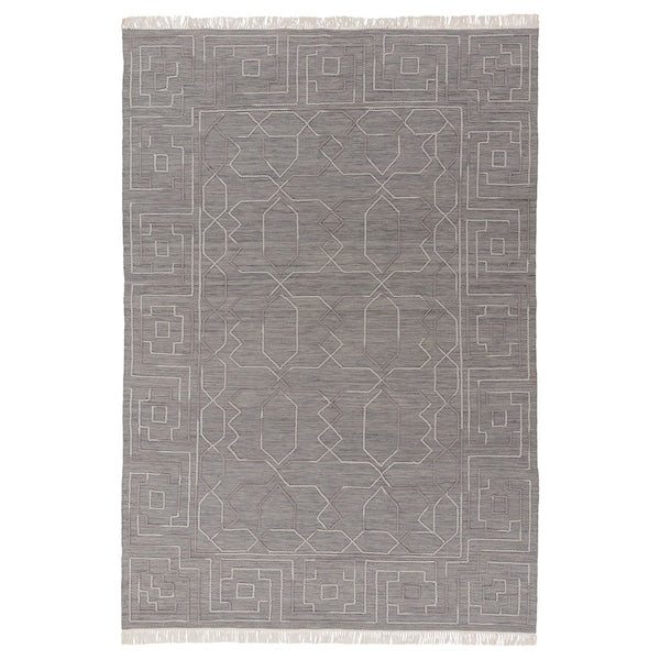 TÅRGRÄS - Carpet, flatweave, dark grey/handmade, 170x240 cm