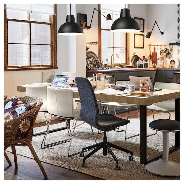 Ikea TARSELE - Extendable table, oak veneer/black, 150/200x80 cm