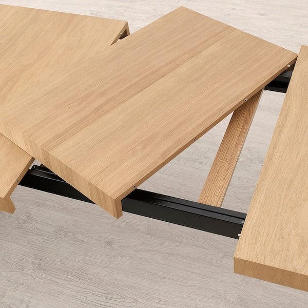 Ikea TARSELE - Extendable table, oak veneer/black, 150/200x80 cm