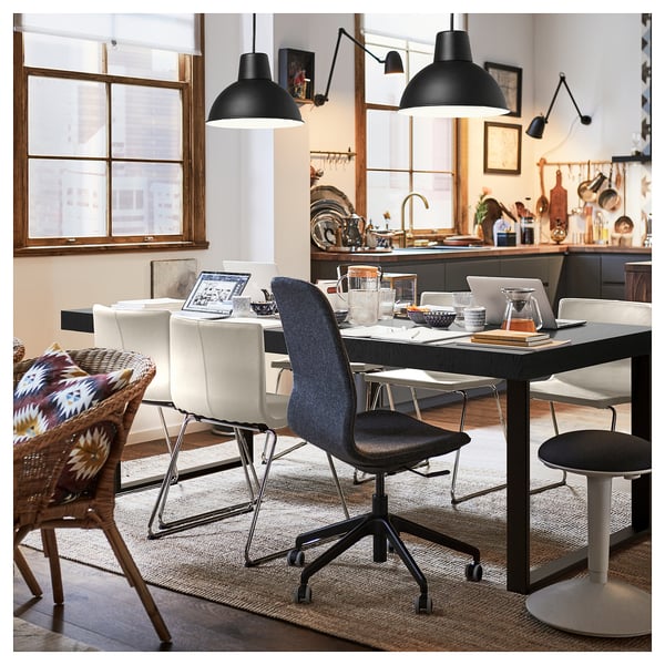 TARSELE extendable table, black veneer/black, 150/200x80 cm