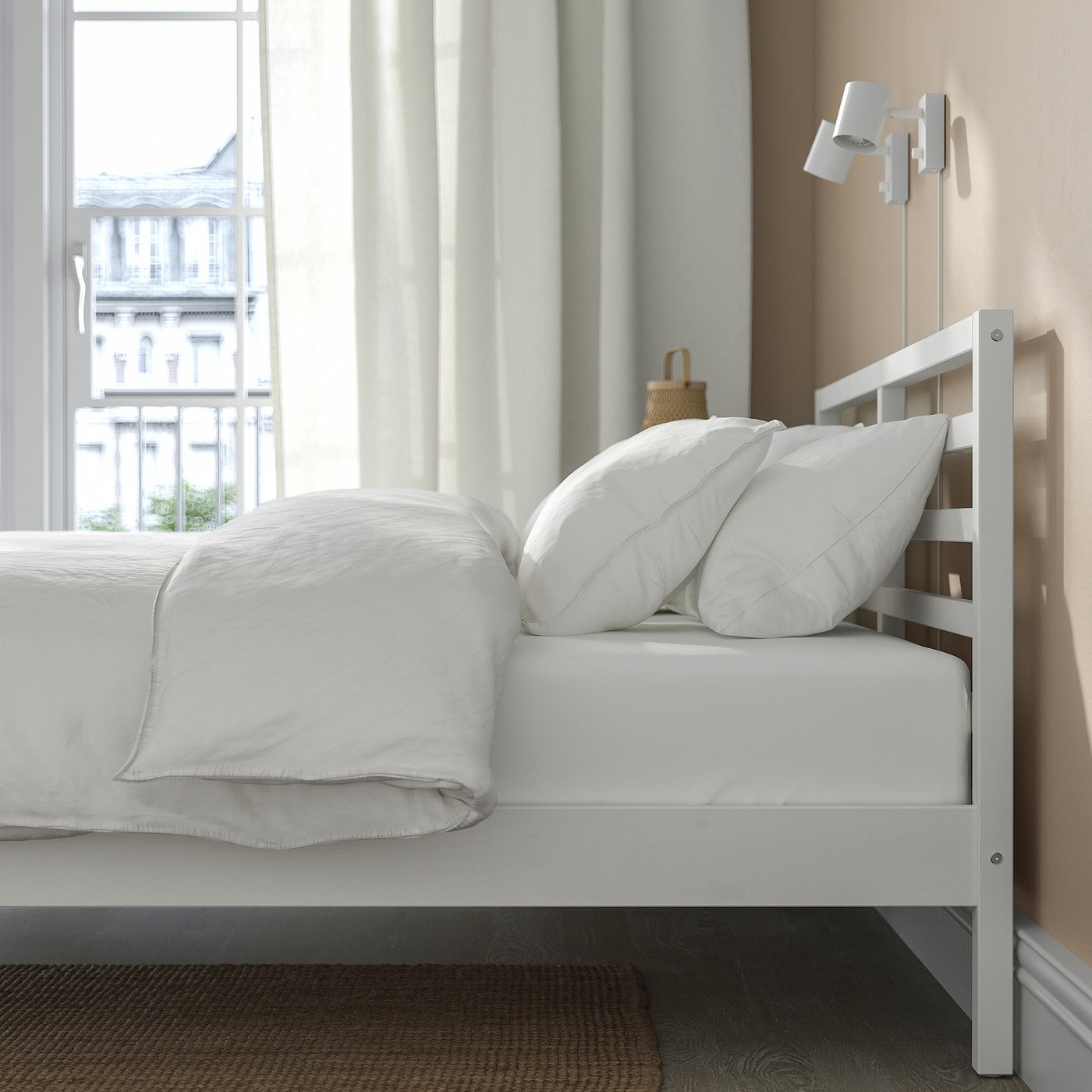 TARVA bed frame, white stained/Lillhällan, 160x200 cm