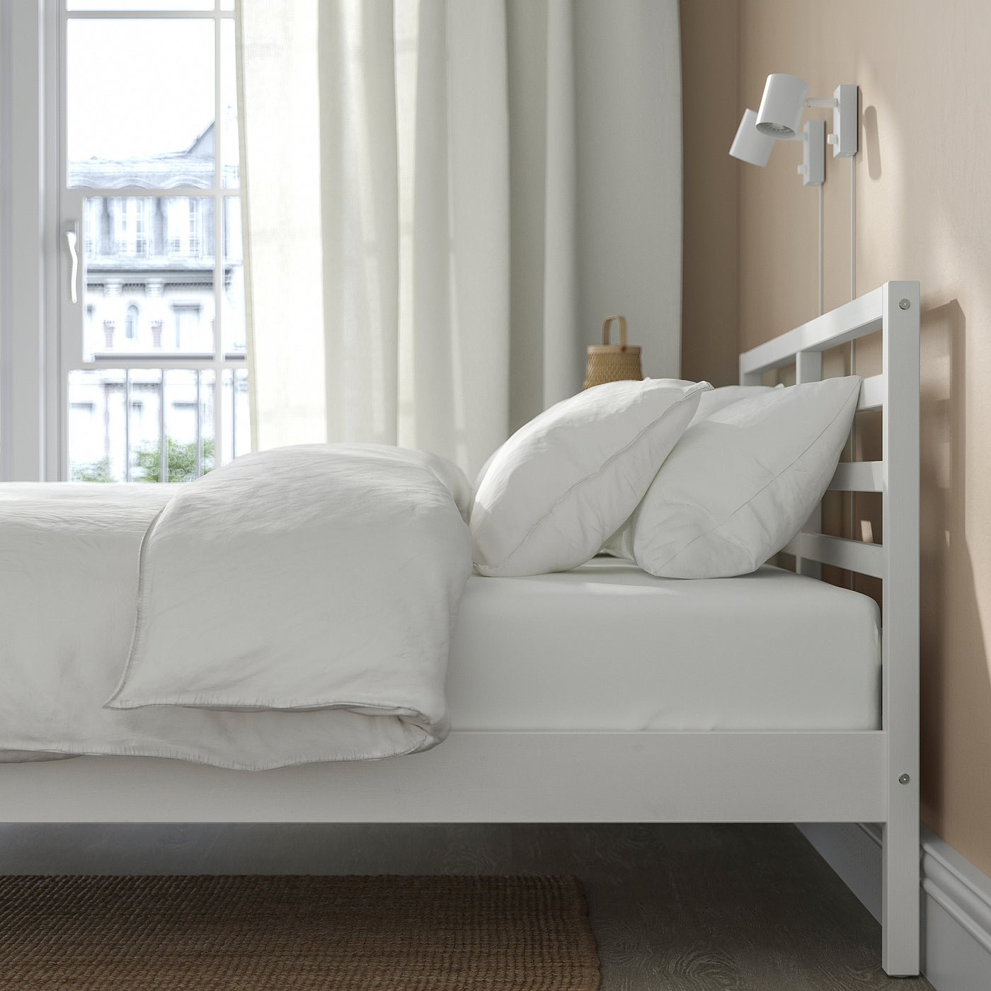 TARVA bed frame, white stained/Lillhällan, 140x200 cm