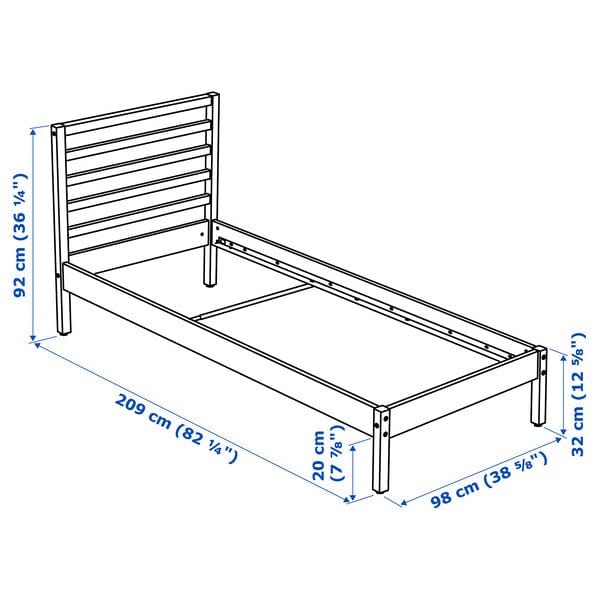 Ikea TARVA - Bed frame, stained white/Lindbåden,90x200 cm