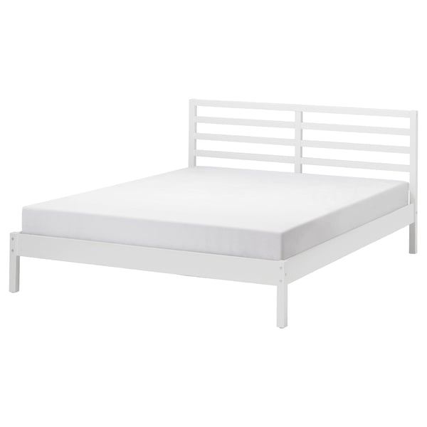 TARVA bed frame, white stained/Lindbåden, 160x200 cm