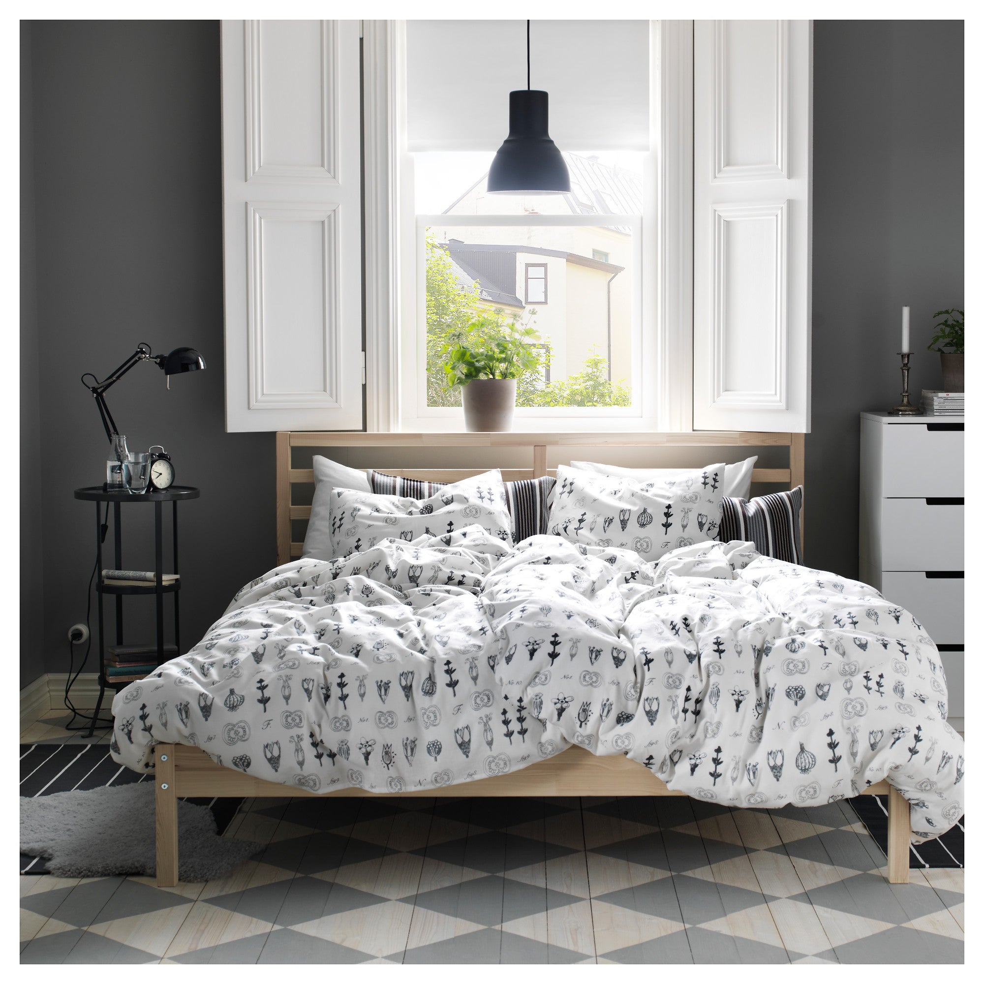 TARVA bed frame, pine/Lillhällan, 160x200 cm