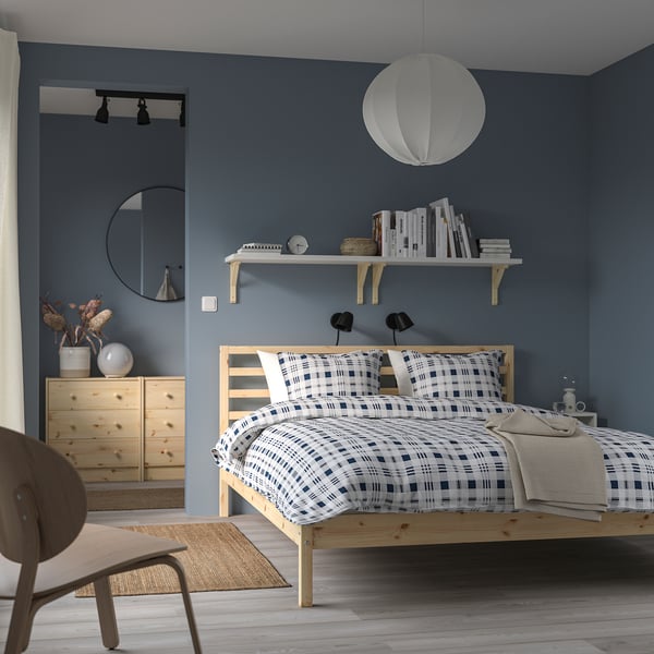 TARVA Bed frame, pine/Lindbåden, 140x200 cm