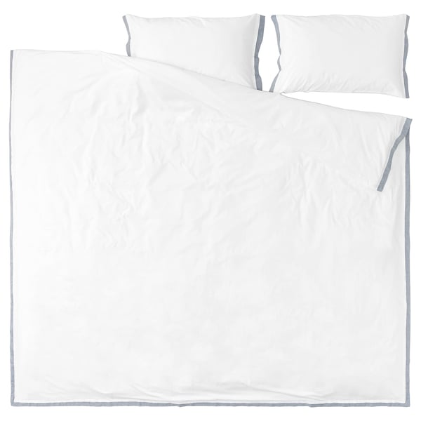 TÅTELSMYGARE - TÅTELSMYGARE Duvet cover and 2 pillowcases, white/blue, 240x220/50x80 cm