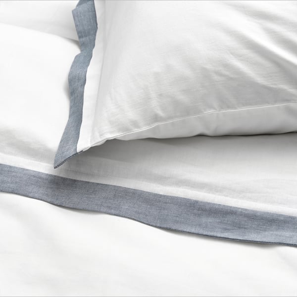 TÅTELSMYGARE - TÅTELSMYGARE Duvet cover and pillowcase, white/blue, 150x200/50x80 cm