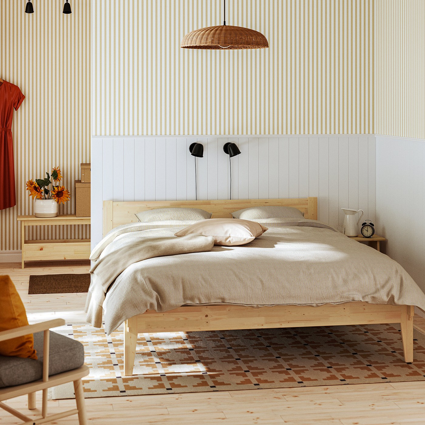 TAXÅSKLINT bed frame, pine, 160x200 cm