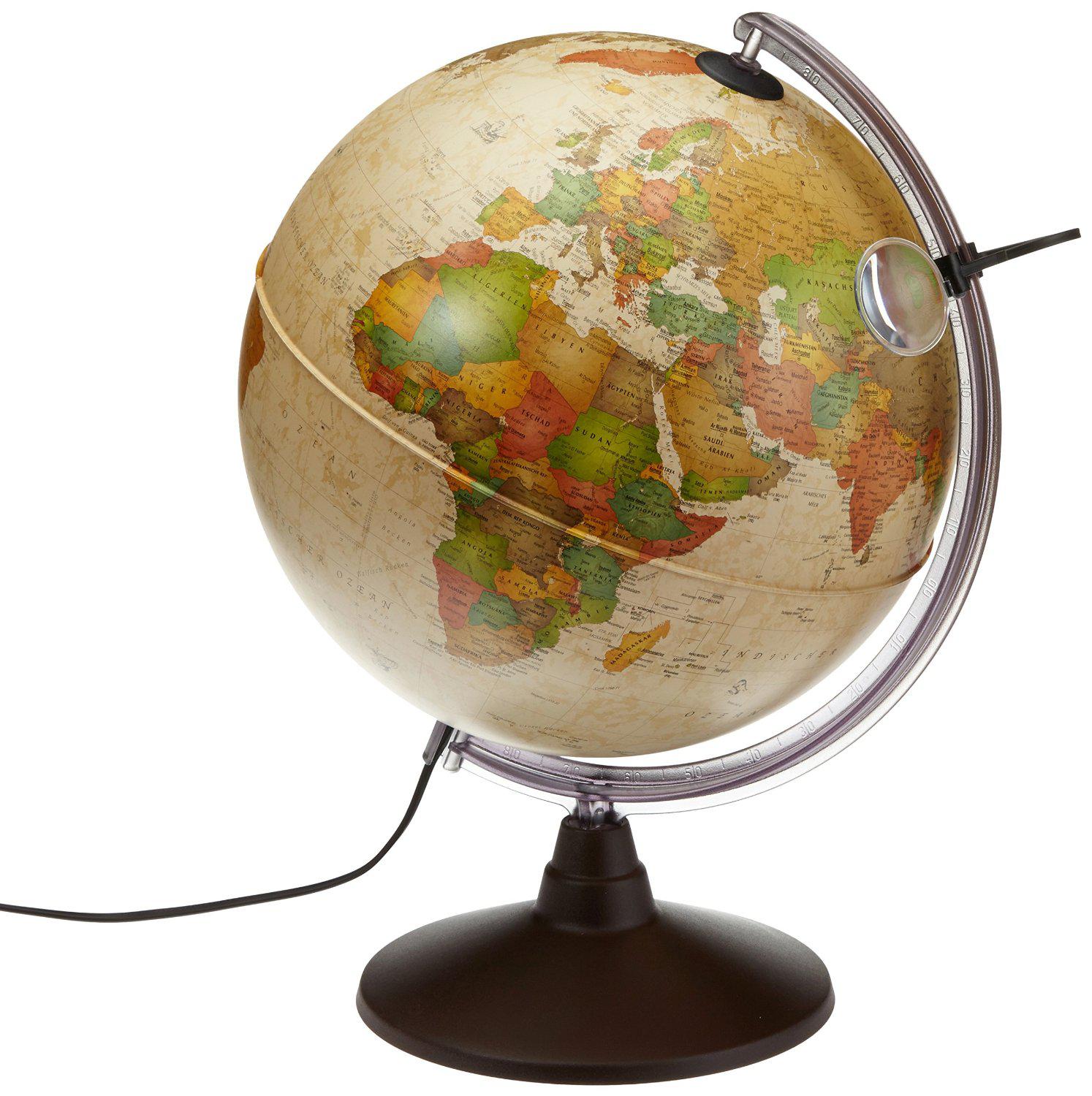 Nova Rico - 30 cm Luminous World Map Marco Polo Antique Style