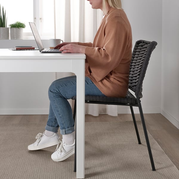 TEGELÖN chair, in/outdoor, dark grey/black, 58x83x61 cm