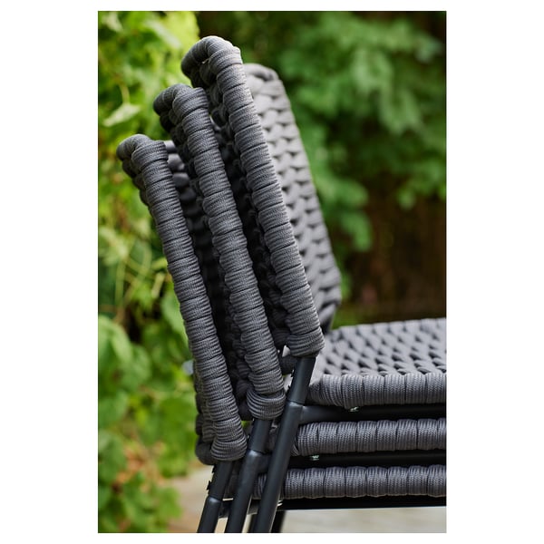 TEGELÖN chair, in/outdoor, dark grey/black, 58x83x61 cm
