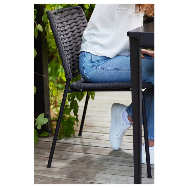 TEGELÖN chair, in/outdoor, dark grey/black, 58x83x61 cm