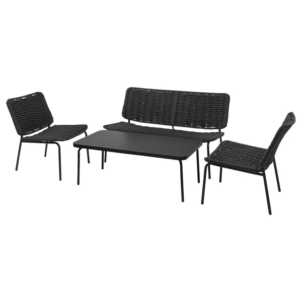 TEGELÖN - TEGELÖN 4-seat conversation set, outdoor, dark grey/black