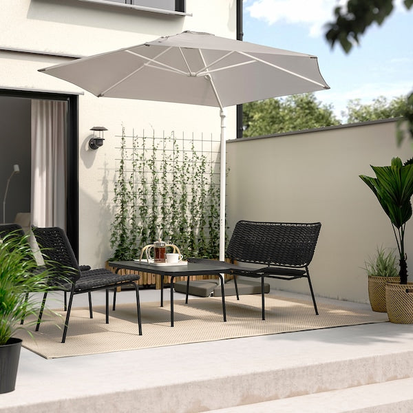 TEGELÖN - TEGELÖN 4-seat conversation set, outdoor, dark grey/black