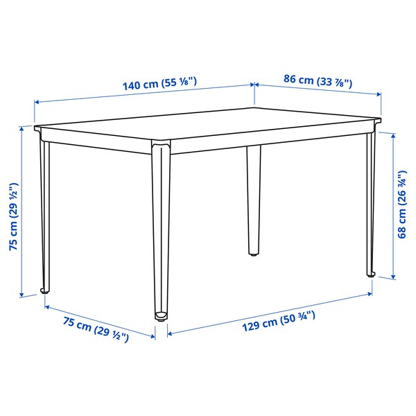 TEGELÖN - Garden table, dark grey/black, 140x86 cm