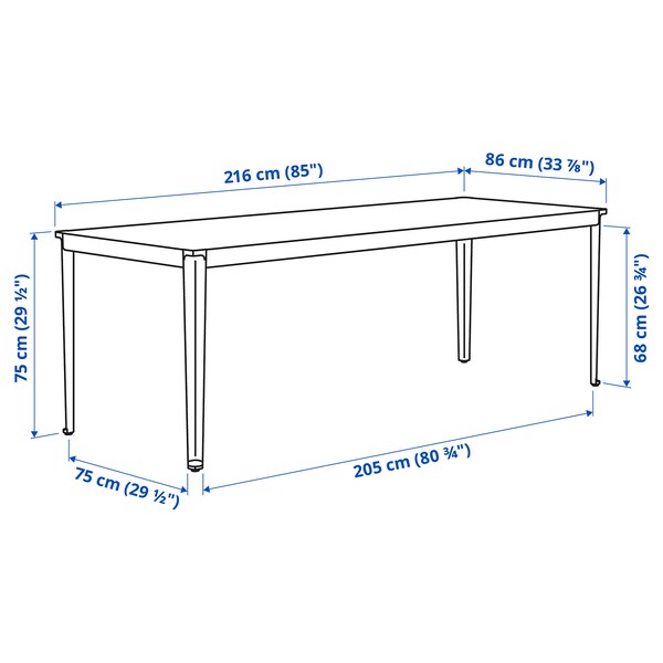 TEGELÖN - Table, outdoor, dark grey/black, 216x86 cm