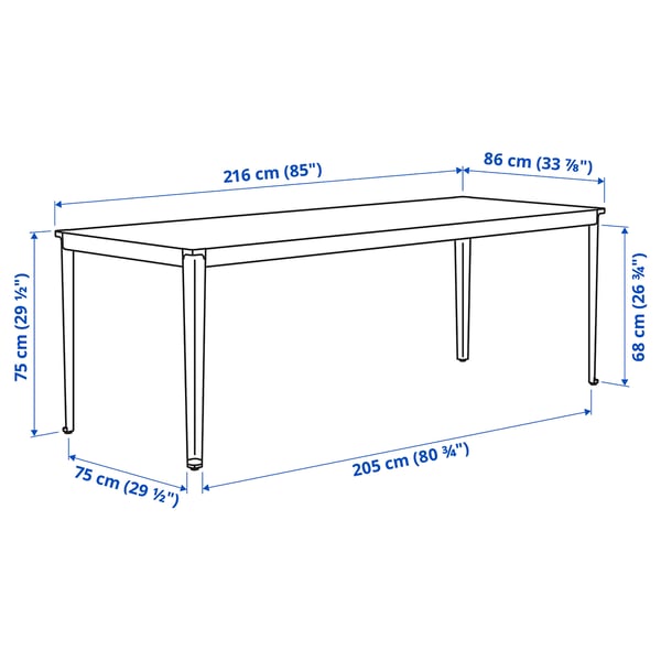 TEGELÖN - TEGELÖN Table, outdoor, dark grey/black, 216x86 cm