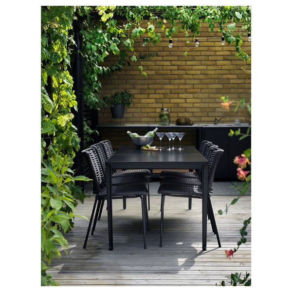 TEGELÖN table, outdoor, dark grey/black, 216x86 cm