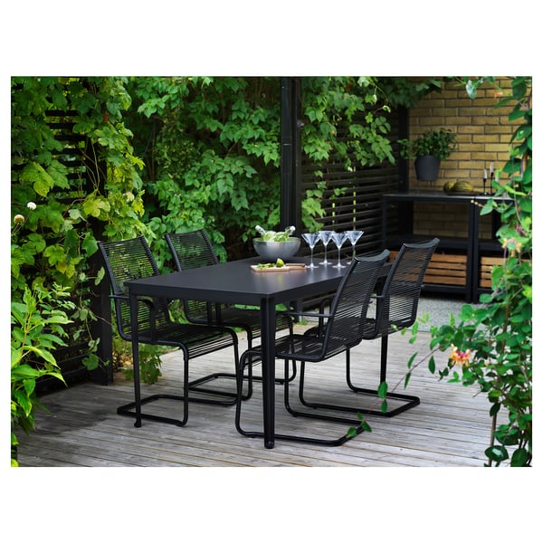 TEGELÖN table, outdoor, dark grey/black, 140x86 cm