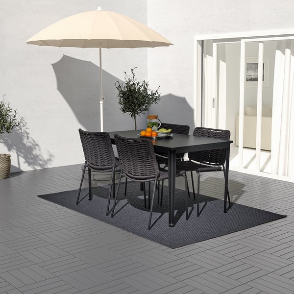TEGELÖN / TEGELÖN table+4 chairs, outdoor, dark grey/black