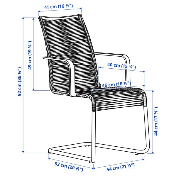 TEGELÖN / VÄSMAN - Table+4 chairs with armrests, garden, dark grey/black/black ,