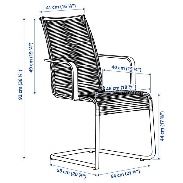 Ikea TEGELÖN / VÄSMAN - Table+6 chairs w armrests, outdoor, dark grey/black/black