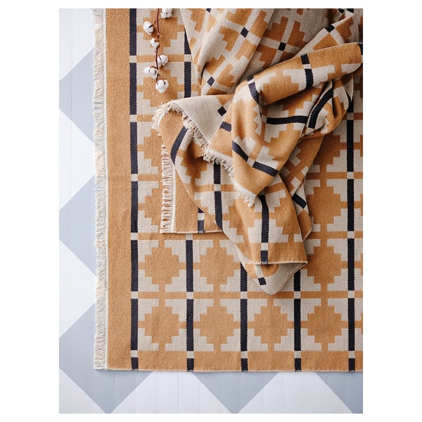 TELEGRAFLINJE rug, flatwoven, yellow-beige, 170x240 cm