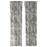 TEMPELFLY curtains, 1 pair, white/black/with heading tape, 145x300 cm