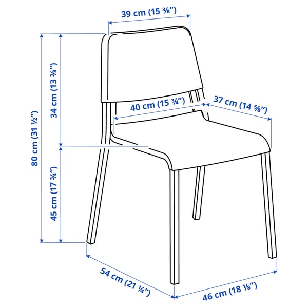 TEODORES chair, white, 2 pack