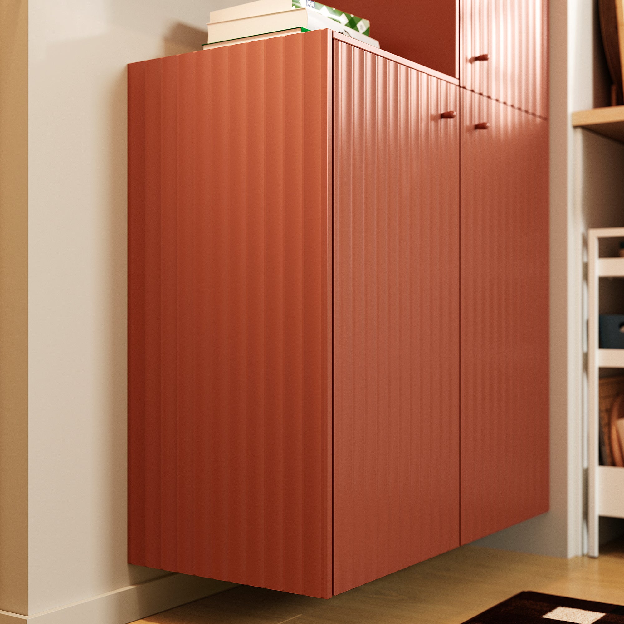 TERRSJÖ cover panel, red-brown wave pattern, 39x101 cm