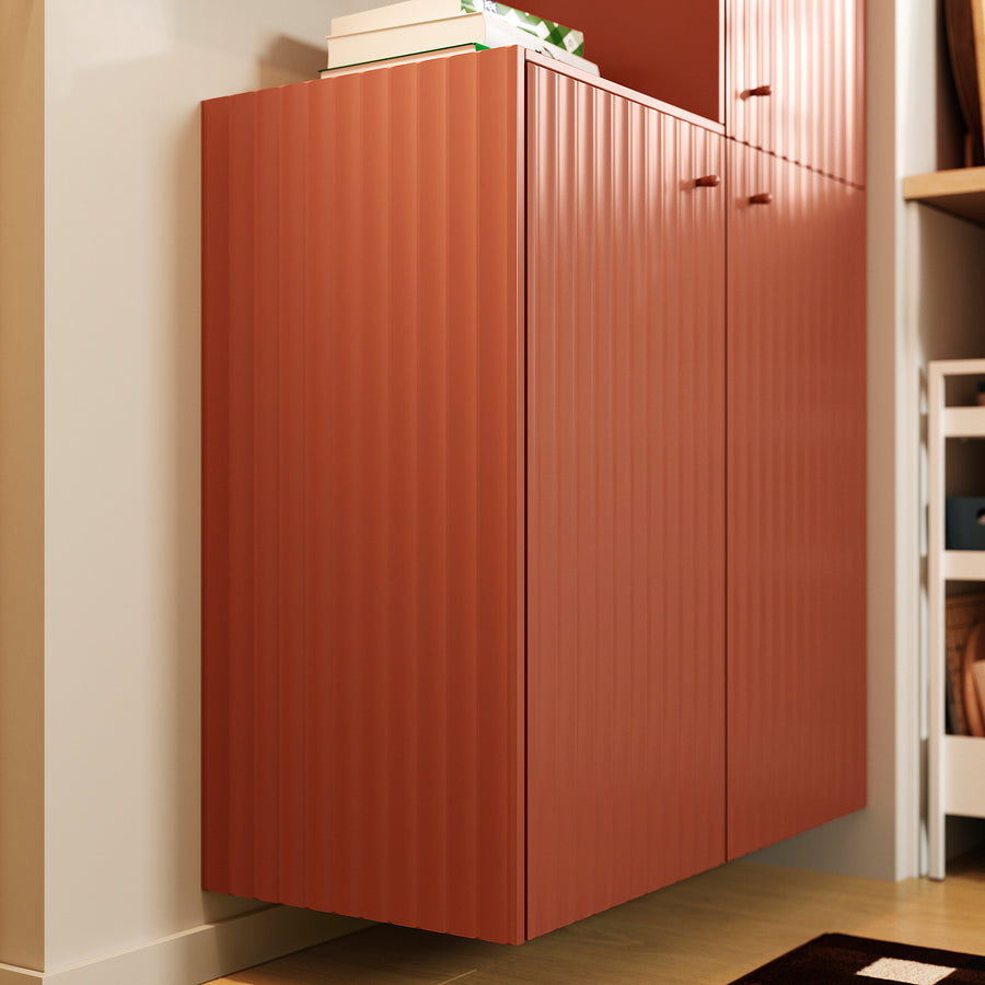 TERRSJÖ cover panel, red-brown wave pattern, 39.0x101.3 cm